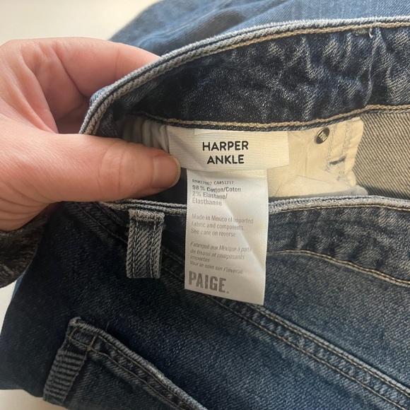 NWT PAIGE Harper Ankle Blue Denim Wide Leg Sz 32 - Picture 6 of 7